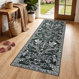 Garvee 5x7 ft Washable Area Rug, 350gsm Imitation wool Soft Plush Carpet, Non-Slip TPR Backing for Living Room Bedroom Dining, Machine Washable Foldable Rug, Black - Black