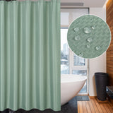 Garvee Hotel Quality Waffle Weave Fabric Shower Curtain – Heavy Duty, Waterproof, Anti-Mould, Washable, Grommet Top with 12 Hooks – Extra Long Bathroom Curtain, Sage Green, Size: 72" x 84"