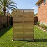 Garvee Heavy-Duty Galvanized Steel Privacy Screen – 72" H x 47" W Freestanding Metal Outdoor Fence Panel, Rustproof, Windproof Decorative Divider for Patio, Garden, Deck, Balcony – Brown - Brown