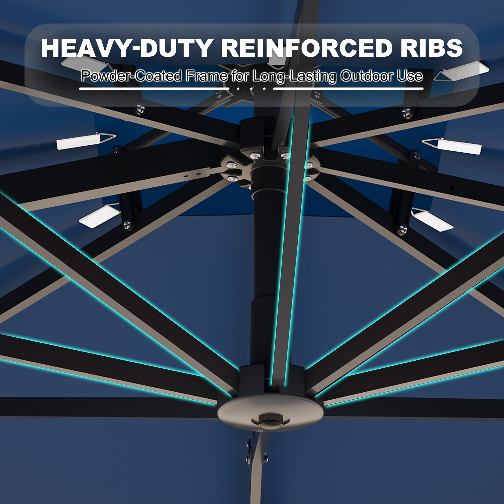 cantilever patio umbrella navy blue | Wind Resistant, 360 Rotation | Commercial Grade | Sunbrella Canvas The canopy features 10 feet span for enough covering space 10 x 13 ft Luxury