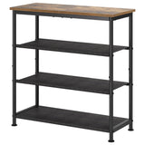 Garvee Industrial Shoe Rack Organizer – 4-Tier Metal Frame with Wooden Top, 3 Removable Fabric Shelves, Holds 9-12 Pairs, Space-Saving for Entryway, Bedroom, 75x30x71cm, 3 fabric shelves brown+black 75*30*71cm brown+black - Grey-30*12*28 Inch