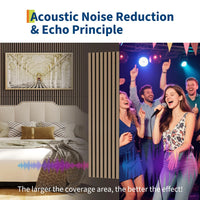 Garvee Set of 8 Modern 3D Fluted Acoustic Wood Slat Wall Panels 47.2" x 11.8" Soundproof Decorative Panels for Home Theater, Office, Studio and Interior Walls, Walnut