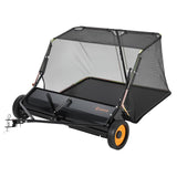 Garvee 44" Tow-Behind Lawn Sweeper, 26 Cu. Ft. Large-Capacity Hopper with Adjustable Brush Height, Dump Rope & Foldable Steel Frame