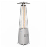 Garvee Pyramid Propane Patio Heater for Deck & Backyard, 1-Piece Outdoor Heater with Wheels, Waterproof Cover and Silver Finish