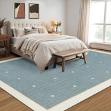 Garvee Washable Area Rug 8' × 10' – Non-Slip, Low Pile, Soft Modern Geometric Bordered Carpet – Spot Resistant, Collapsible for Living Room, Bedroom, Nursery, Dining Room –  Dusty Blue - Dusty Blue