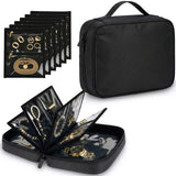 Garvee Waterproof Travel Jewelry Organizer Case, Large Nylon Portable Storage with Handle & Zippers - 6 Removable Pages, Clear PVC Pockets, Multi-Compartment for Earrings, Necklaces, Rings & Bracelets - Black, 20 x 25 x 8 cm - Black