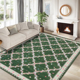 Garvee 6' × 9' Butterfly Floral Area Rug, Soft Washable Low-Pile Polyester Carpet for Living Room, Bedroom and Dining Room, Green