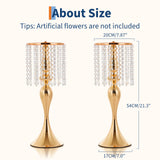 Garvee Silver Vases for Centerpieces, Crystal Flower Arrangement Stand, Wedding Centerpieces for Tables, Tall Metal Flower Vase Holders for Wedding, Event, Reception, Birthday, Home Decor
