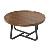 Garvee Simple Coffee Table for Office - Creative Tea Table - Iron Artwork Trendy Small Coffee Table - Living Room Decoration - Small Round Table - Walnut