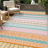 Garvee Durable Outdoor Area Rug for Patio – Multi-Color Garden Carpet, Weather-Resistant, Easy-Clean, Large 10x20ft – Four Colors: Orange/Green/Pink/White - Orange & Pink