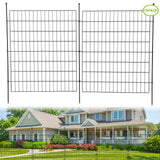 Garvee Metal Garden Fence for Yard & Flower Beds, 10-Pack 29 in W x 32 in H Rustproof Black Panels with 11 Stakes and Wooden Mallet - Black