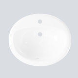 Garvee Contemporary Semi-Recessed Round Bathroom Basin – White Ceramic Vanity Basin with Overflow – Single Hole Faucet – Drop-In or Corner Mount – Perfect for Small Spaces – 20x17 Inch – 855 Round Single Hole Faucet Mounting Hole - 