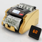 Garvee Quality Money Counter Machine – Mixed Bill Value Counting, Reliable Counterfeit Detector (UV/MG/IR/DD/MT), Add & Batch Modes, LCD Display – Portable for Dollar & Euro – US Standard Gold - Luxury Gold