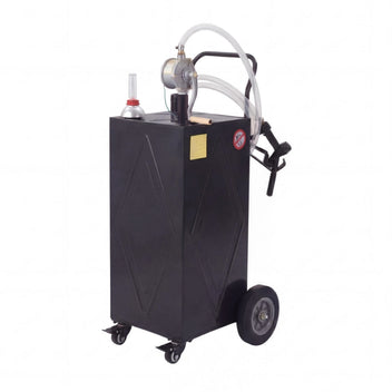 Garvee 35 Gallon Heavy Duty Portable Fuel Caddy – Manual Rotary Pump, Steel Gasoline & Fuel Transfer Tank, Reinforced 4 All-Terrain Wheels, Mobile Storage for Trucks, Boats, ATVs, Lawn Mowers, Farm Equipment – Reinforced 4-wheel design - Black - Li Junjie