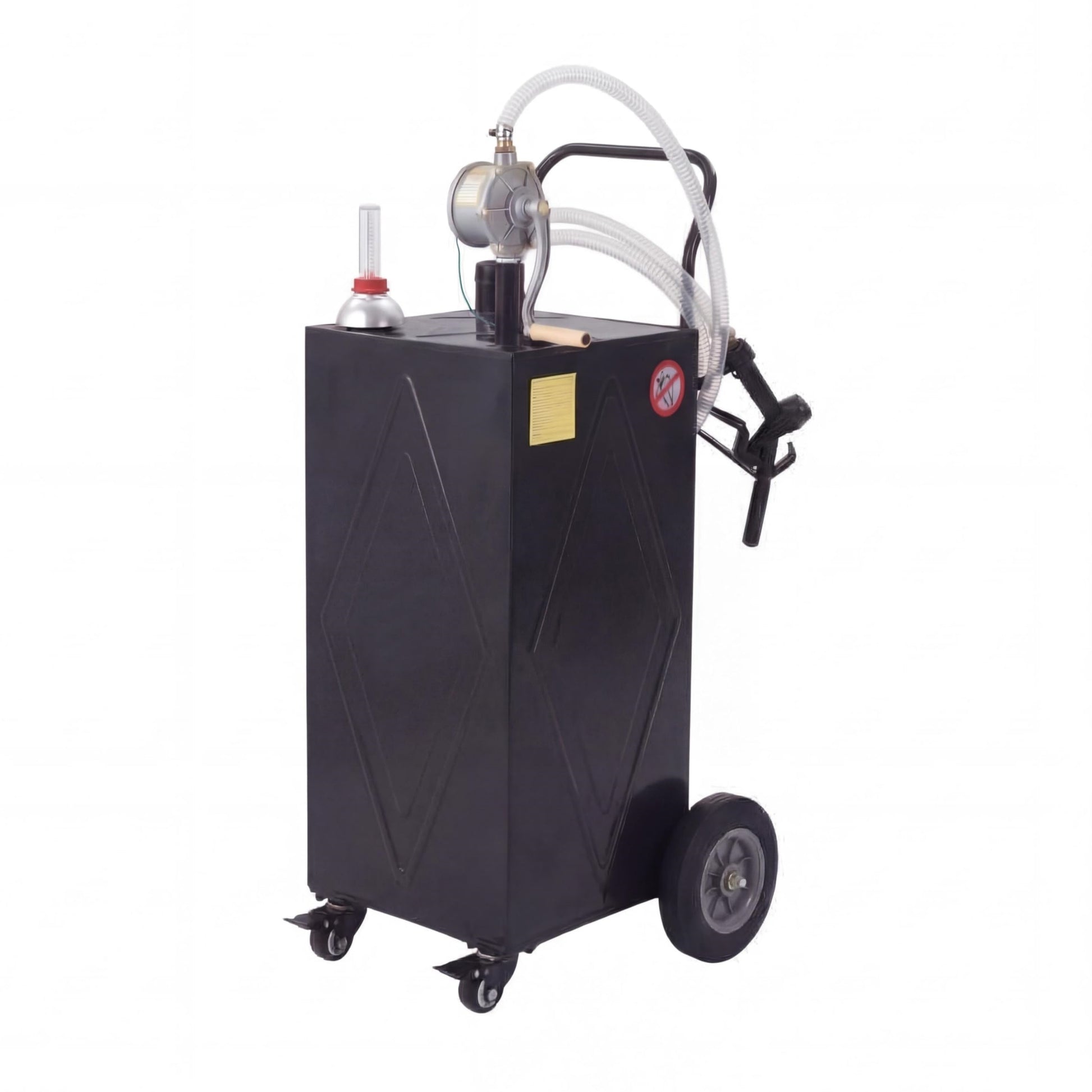 Garvee 35 Gallon Heavy Duty Portable Fuel Caddy – Manual Rotary Pump, Steel Gasoline & Fuel Transfer Tank, Reinforced 4 All-Terrain Wheels, Mobile Storage for Trucks, Boats, ATVs, Lawn Mowers, Farm Equipment – Reinforced 4-wheel design - Black - Li Junjie