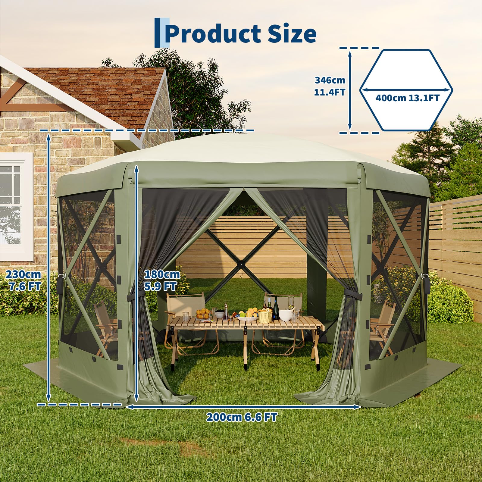 Screen Tent 13x13 ft 13 ft with 6 Wind Panels | Garvee