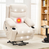 Garvee Power Lift Recliner Chair for Elderly, Oversized Electric Lift Chair with Heat and Massage, Corduroy Adjustable Recliner with Cup Holders & Side Pocket for Living Room, Corduroy Beige - Corduroy | Beige