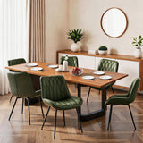 Garvee Modern Green Faux Leather Dining Chairs - Upholstered Comfortable Cushion Seat - Curved Backrest - Sturdy Metal Legs - Perfect for Kitchen, Dining Room, or Restaurant - Set of 6 (6pcs)