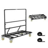 Garvee Heavy Duty Drywall Panel Cart Dolly – 1800 lbs Capacity Industrial Flatbed Trolley with Adjustable Handle & Two 16.4ft Securing Straps for Plywood, Sheetrock, Glass, and Doors (Black)