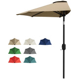 Garvee Half Patio Umbrella - 9 ft Patio Umbrella with Easy Crank - Small Canopy for Balcony, Table, or Deck by Pure Garden (Tan)