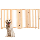Garvee Wooden Freestanding Dog Gate, Collapsible Pet Gate with Support Feet, Indoor Dog Fence for The House,Doorways, Stairs，Expandable Pet Fence -4 Panel, 36” H - Wood