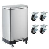 Garvee 16 Gallon / 60L Stainless Steel Step-On Trash Can with Wheels, Rustproof, Soft-Close Lid & Removable Inner Bucket for Kitchen, Home, Office - Silver
