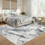 Garvee 9' x 12' Light Gray Modern Abstract Area Rug, Washable Non-Slip Low-Pile Carpet for Living Room, Bedroom and Dining Room - Light Gray