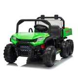 Garvee 24V 4WD Electric Ride on Dump Truck for Kids, 2 Seater with Remote Control, Dump Bed, 3 Speed Modes, Music Player, All-Terrain Off-Road Vehicle Toy for Boys & Girls - Green