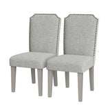 Garvee Linen Dining Chairs Set of 2 with Upholstered Seats, 500 LBS Capacity, Solid Wood Legs, Ergonomic Curved Back, Adjustable Foot Pads, Farmhouse Kitchen & Dining Room - Gray