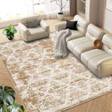 Garvee Modern Boho Area Rug - Soft Washable Floral Rug, Low Pile Non Shedding Non Slip Rug, Indoor Foldable Printed Rug Carpet - Beige Yellow