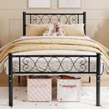 Garvee Metal Twin XL Bed Frame - Headboard and Footboard with Iron Heart Design, Twin Size Platform Bed for Boys and Girls, No Box Spring Needed, Easy Assembly - Black