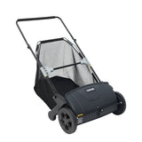 Garvee 21" Push Lawn Sweeper, 3.5 Cu. Ft. Manual Leaf & Grass Collector with Adjustable Height and 4 Spinning Brushes, Black - Black