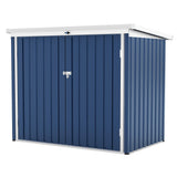 Garvee Lockable Outdoor Metal Trash Bin Storage Outdoor Storage Garden Storage Unit - Weatherproof Steel Garbage Enclosure with Double Doors & Sloped Roof - Large Capacity Waste Unit for Garden, Patio, Yard - Navy Blue, 5.8x3.3FT - Navy Blue