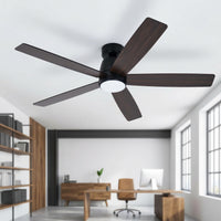 Garvee Modern 52" Ceiling Fan in Hanging Bar Design with 3-Color Temperature LED Light, Quiet Reversible DC Motor and Remote for Bedroom, Living Room and Dining Room, Black & Walnut