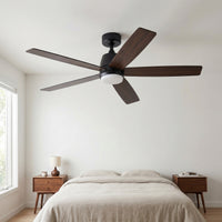 Garvee Modern 52" Ceiling Fan in Hanging Bar Design with 3-Color Temperature LED Light, Quiet Reversible DC Motor and Remote for Bedroom, Living Room and Dining Room, Black & Walnut