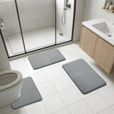 Garvee 3-Piece Dark Gray Bathroom Rug Set, Non-Slip Quick-Dry Velvet Memory Foam Bath Mats for Shower, Toilet & Bathroom Floor
