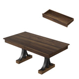 Garvee Spacious 71-Inch Rectangular Dining Table for 6-8 – Sturdy Wood Double Pedestal – Extra Thick Tabletop – Two Large Drawers – Sturdy Frame – Ideal for Dining Room, Kitchen, or Office – Walnut - Walnut