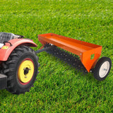 Garvee Tow-Behind Lawn Aerator for Tractors & ATVs, 40 in Core Aerator with 11 Steel Star Wheels, 150 lb Weight Tray and Orange Finish