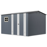 Garvee 10x8 FT Metal Outdoor Storage Shed, Weather-Resistant Garden Shed with Lockable Double Doors, Window & Air Vents, Secure Tool Storage for Patio Lawn Backyard – Gray