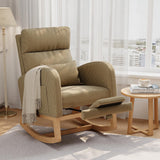 Garvee Corduroy Rocking Chair with Footrest, Modern Nursery Glider Chair with Side Pockets and Pillow, Rocker Chair for Living Room Bedroom Nursing Room, Brown - Light Brown + Corduroy