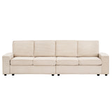 Garvee Comfy Cloud Modular Kids' Sofa Set - 4 Seater L-Shaped Sectional with Chaise, Wide Armrests, Soft Backrest - Convertible Corduroy Loveseat for Kids' Room, Living Room, Office - Beige - System default