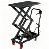 Garvee Hydraulic Lift Table Cart, 330lbs Capacity 28.5" Lifting Height, Double Scissor Lift Table with 4 Wheels and Non-Slip Pad for Material Handling and Transportation, Black