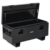 Garvee 60"x22"x24" Heavy-Duty Lockable Metal Truck Bed Tool Box - 2 Locks, Recessed Handles, Removable Support Legs, Black with Orange Stripes - Black