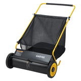 Garvee 26" Push Lawn Sweeper, 7 Cu.Ft. Leaf Collector with 4 Spinning Brushes, 10-Level Height Adjustment & Steel Frame for Yard Grass Clippings