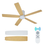 Garvee Modern 52" Ceiling Fan with 3-Color Temperature LED Lights and Remote, Quiet Reversible DC Motor for Bedroom, Living Room and Dining Room, White & Yellow - White & Yellow