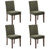 Garvee Set of 2 Modern Upholstered Dining Chairs – High Back Ergonomic Parsons Style – Soft Linen Fabric – Sturdy Rubber Wood Legs – Comfortable for Dining Room, Kitchen, Restaurant – Non-Mark Feet – Linen | Green - Striped | Green | 2 Pcs