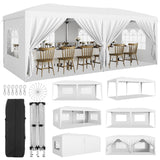 Garvee 10x20 ft Commercial Pop Up Canopy Tent, 200 Sq Ft Heavy Duty Steel Frame Outdoor Shelter with 6 Removable Sidewalls, UPF 50+ Waterproof Cover, White