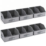Garvee Closet Storage Bins with Adjustable Dividers, 6-Pack Collapsible Fabric Storage Baskets with Handles - Open-Top Shelf Organizer for Wardrobe, Linen Closet, Towels, Clothes & Toys, 16.5 x 11 x 7.9 in - Grey/Beige - Grey Ant Pattern