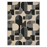 Garvee 10' x 13' Modern Floral Geometric Area Rug, Machine Washable Non-Slip Low-Pile Soft Rug for Living Room, Bedroom & Dining Room, Black - Black