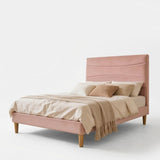Garvee Elegant & Spacious – Queen Size Modern Upholstered Platform Bed Frame with Soft Padded Headboard, Sturdy Steel Slat Support, Ample Underbed Storage, Noise-Free, Easy Assembly, No Box Spring Needed – Queen, Pink Soft fabric Soft Bag - Pink